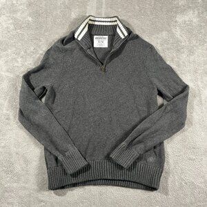 Aeropostale Mens Gray 1/4‎ Zip Pullover Sweater 987 XL Ribbed Collar Lounge Cozy
